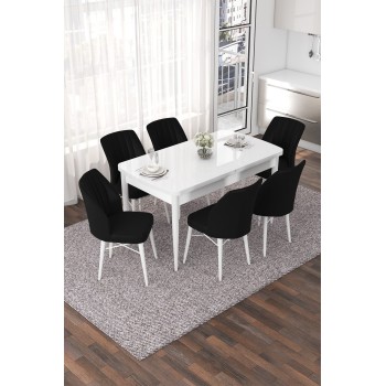 Extendable Dining Table & Chairs Set (7 Pieces) Nef - White, Black White
Black