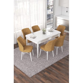 Extendable Dining Table & Chairs Set (7 Pieces) Nef - White, Cappuccino White
Cappuccino