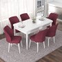 Extendable Dining Table & Chairs Set (7 Pieces) Nef - White, Burgundy White
Burgundy