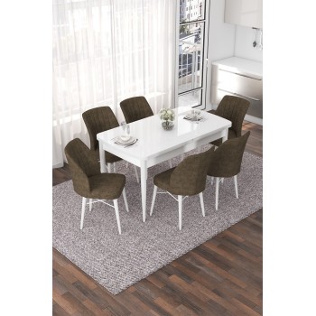 Extendable Dining Table & Chairs Set (7 Pieces) Nef - White, Brown White
Brown