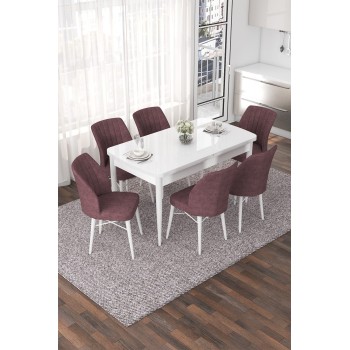 Extendable Dining Table & Chairs Set (7 Pieces) Nef - White, Dusty Rose White
Dusty Rose