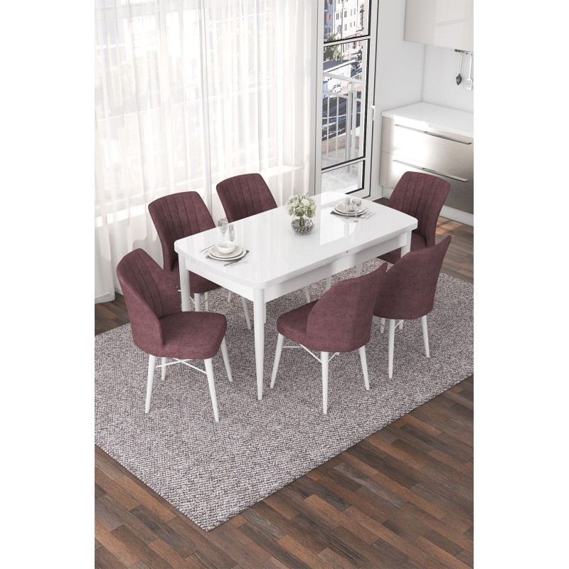Extendable Dining Table & Chairs Set (7 Pieces) Nef - White, Dusty Rose White
Dusty Rose