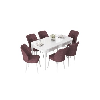 Extendable Dining Table & Chairs Set (7 Pieces) Nef - White, Dusty Rose White
Dusty Rose