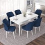 Extendable Dining Table & Chairs Set (7 Pieces) Nef - White, Navy Blue White
Navy Blue