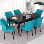 Extendable Dining Table & Chairs Set (7 Pieces) Nef - Black Marble, Turquoise Black Marble
Turquoise