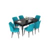 Extendable Dining Table & Chairs Set (7 Pieces) Nef - Black Marble, Turquoise Black Marble
Turquoise