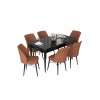 Extendable Dining Table & Chairs Set (7 Pieces) Nef - Black Marble, Tile Red Black Marble
Tile Red