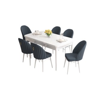 Extendable Dining Table & Chairs Set (7 Pieces) Roz - White, Anthracite White
Anthracite