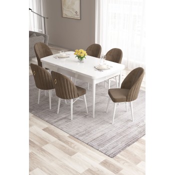 Extendable Dining Table & Chairs Set (7 Pieces) Roz - White, Brown White
Brown