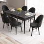 Extendable Dining Table & Chairs Set (7 Pieces) Roz - Black Marble, Black Black Marble
Black