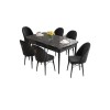 Extendable Dining Table & Chairs Set (7 Pieces) Roz - Black Marble, Black Black Marble
Black