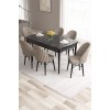 Extendable Dining Table & Chairs Set (7 Pieces) Roz - Black Marble, Cappuccino Black Marble
Cappuccino