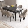 Extendable Dining Table & Chairs Set (7 Pieces) Roz - Black Marble, Cappuccino Black Marble
Cappuccino