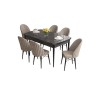Extendable Dining Table & Chairs Set (7 Pieces) Roz - Black Marble, Cappuccino Black Marble
Cappuccino