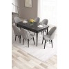 Extendable Dining Table & Chairs Set (7 Pieces) Roz - Black Marble, Grey Black Marble
Grey