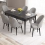 Extendable Dining Table & Chairs Set (7 Pieces) Roz - Black Marble, Grey Black Marble
Grey