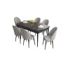 Extendable Dining Table & Chairs Set (7 Pieces) Roz - Black Marble, Grey Black Marble
Grey