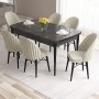 Extendable Dining Table & Chairs Set (7 Pieces) Roz - Black Marble, Cream Black Marble
Cream
