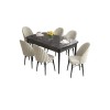 Extendable Dining Table & Chairs Set (7 Pieces) Roz - Black Marble, Cream Black Marble
Cream