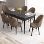 Extendable Dining Table & Chairs Set (7 Pieces) Roz - Black Marble, Brown Black Marble
Brown