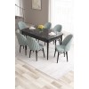 Extendable Dining Table & Chairs Set (7 Pieces) Roz - Black Marble, Sea Green Black Marble
Sea Green