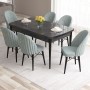 Extendable Dining Table & Chairs Set (7 Pieces) Roz - Black Marble, Sea Green Black Marble
Sea Green