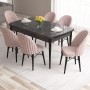 Extendable Dining Table & Chairs Set (7 Pieces) Roz - Black Marble, Pink Black Marble
Pink