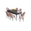 Extendable Dining Table & Chairs Set (7 Pieces) Roz - Black Marble, Pink Black Marble
Pink