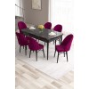 Extendable Dining Table & Chairs Set (7 Pieces) Roz - Black Marble, Damson Black Marble
Damson