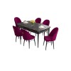 Extendable Dining Table & Chairs Set (7 Pieces) Roz - Black Marble, Damson Black Marble
Damson
