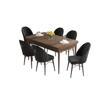 Extendable Dining Table & Chairs Set (7 Pieces) Roz - Baroque, Black Baroque
Black