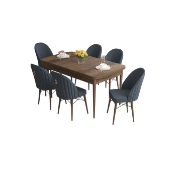 Extendable Dining Table & Chairs Set (7 Pieces) Roz - Baroque, Anthracite Baroque
Anthracite