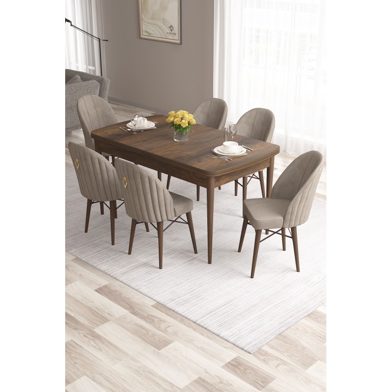 Extendable Dining Table & Chairs Set (7 Pieces) Roz - Baroque, Cappuccino Baroque
Cappuccino