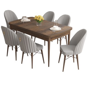 Extendable Dining Table & Chairs Set (7 Pieces) Roz - Baroque, Grey Baroque
Grey