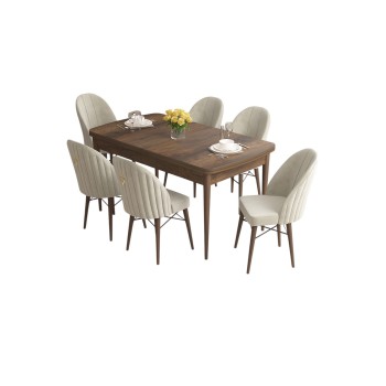 Extendable Dining Table & Chairs Set (7 Pieces) Roz - Baroque, Cream Baroque
Cream