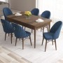 Extendable Dining Table & Chairs Set (7 Pieces) Roz - Baroque, Navy Blue Baroque
Navy Blue