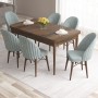 Extendable Dining Table & Chairs Set (7 Pieces) Roz - Baroque, Sea Green Baroque
Sea Green