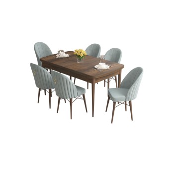 Extendable Dining Table & Chairs Set (7 Pieces) Roz - Baroque, Sea Green Baroque
Sea Green