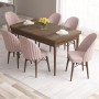 Extendable Dining Table & Chairs Set (7 Pieces) Roz - Baroque, Pink Baroque
Pink