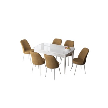 Extendable Dining Table & Chairs Set (7 Pieces) Zen - White, Cappuccino White
Cappuccino