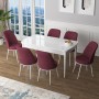 Extendable Dining Table & Chairs Set (7 Pieces) Zen - White, Burgundy White
Burgundy