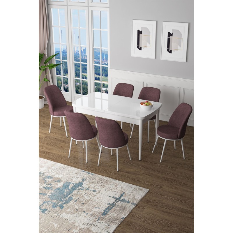 Extendable Dining Table & Chairs Set (7 Pieces) Zen - White, Dusty Rose White
Dusty Rose