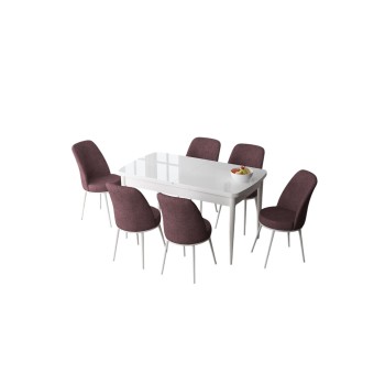 Extendable Dining Table & Chairs Set (7 Pieces) Zen - White, Dusty Rose White
Dusty Rose