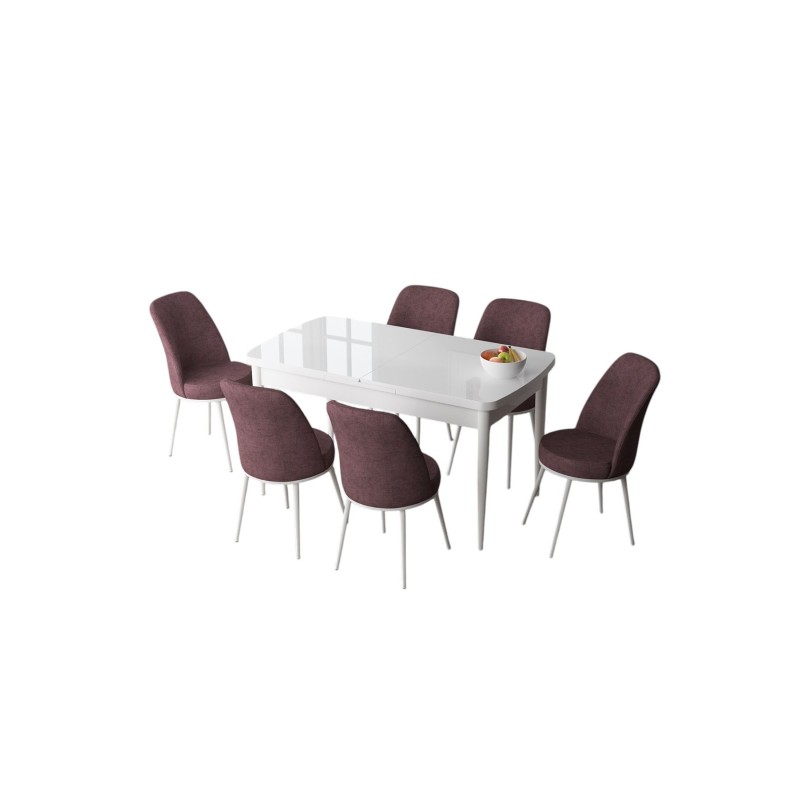 Extendable Dining Table & Chairs Set (7 Pieces) Zen - White, Dusty Rose White
Dusty Rose