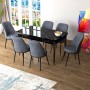 Extendable Dining Table & Chairs Set (7 Pieces) Zen - Black Marble, Fume Black Marble
Fume
