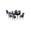 Extendable Dining Table & Chairs Set (7 Pieces) Zen - Black Marble, Fume Black Marble
Fume