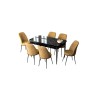 Extendable Dining Table & Chairs Set (7 Pieces) Zen - Black Marble, Cappuccino Black Marble
Cappuccino