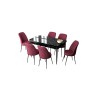 Extendable Dining Table & Chairs Set (7 Pieces) Zen - Black Marble, Burgundy Black Marble
Burgundy