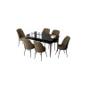 Extendable Dining Table & Chairs Set (7 Pieces) Zen - Black Marble, Brown Black Marble
Brown