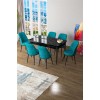 Extendable Dining Table & Chairs Set (7 Pieces) Zen - Black Marble, Turquoise Black Marble
Turquoise